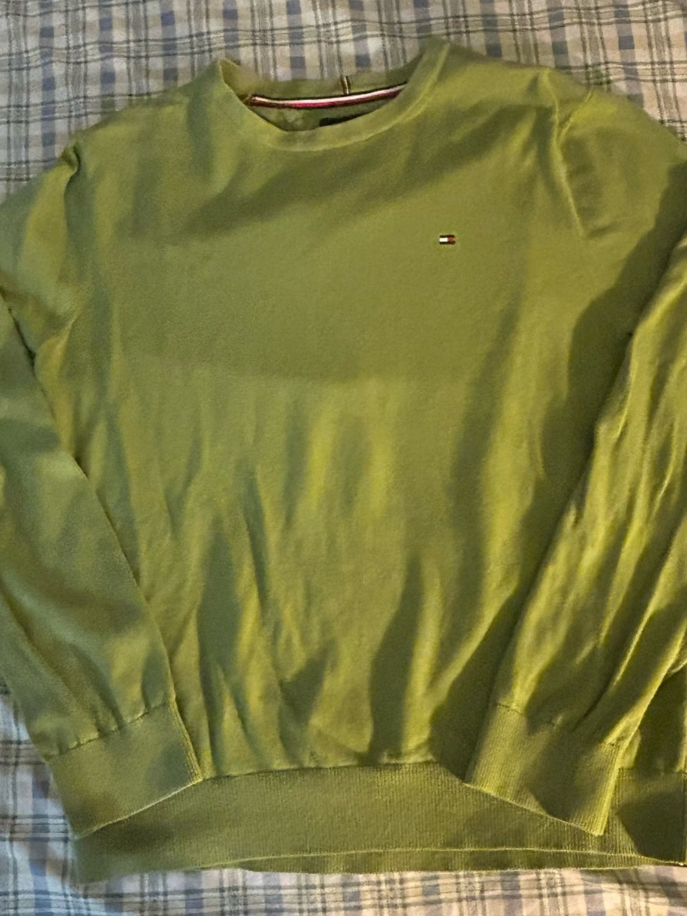 Tommy Hilfiger Men's Lime Green Crewneck Sweater